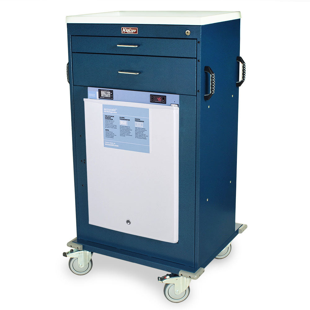 Mobile Refrigerator Vaccine Cart, Two Drawer, Key Lock